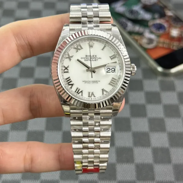 Rolex Datejust 41MM VS Factory mostrador branco com numerais e moldura canelada m126334-0024 pulseira Jubilee, foto 2