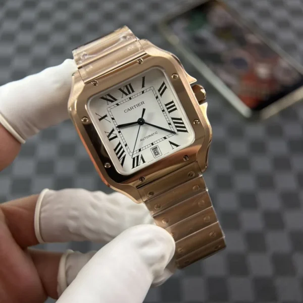 Cartier Santos WGSA0007 Ouro Rosa Super Clone BVF, foto 3