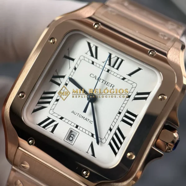 Cartier Santos WGSA0007 Ouro Rosa Super Clone BVF, foto 4